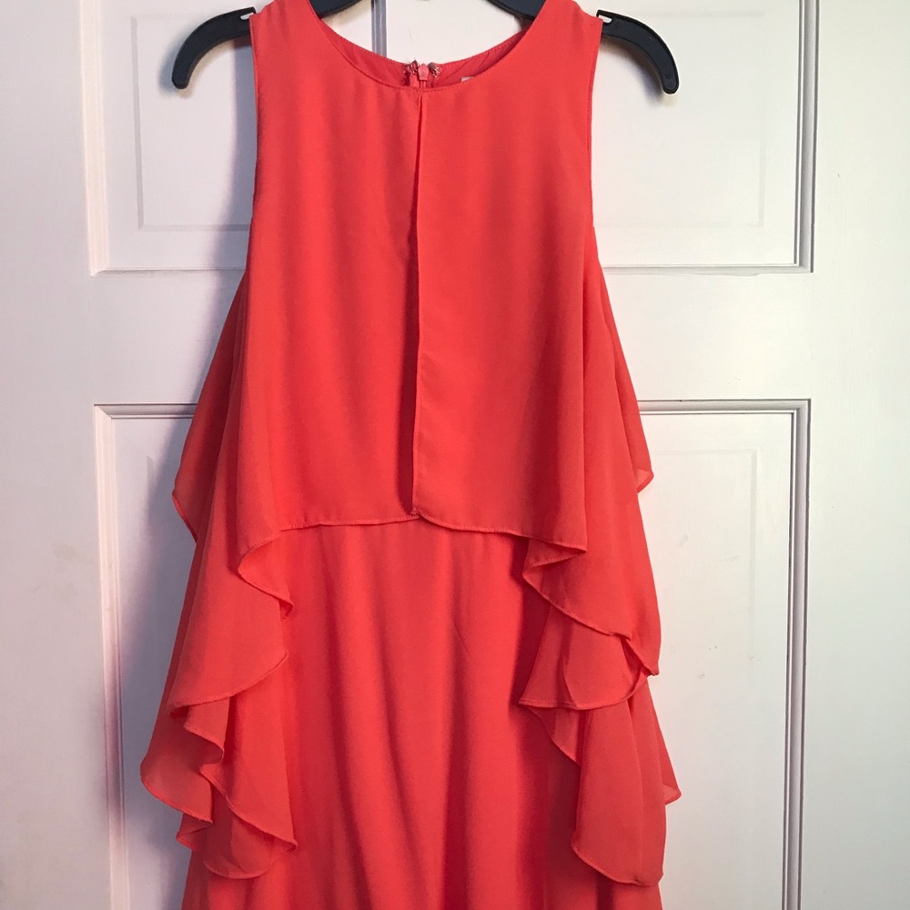 Coral layered dress size small wing sleeve